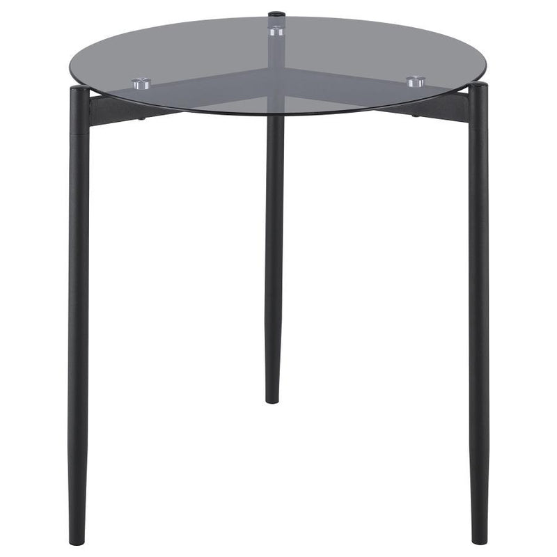 Rosalie - Round Smoked Glass Top End Table - Sandy Black