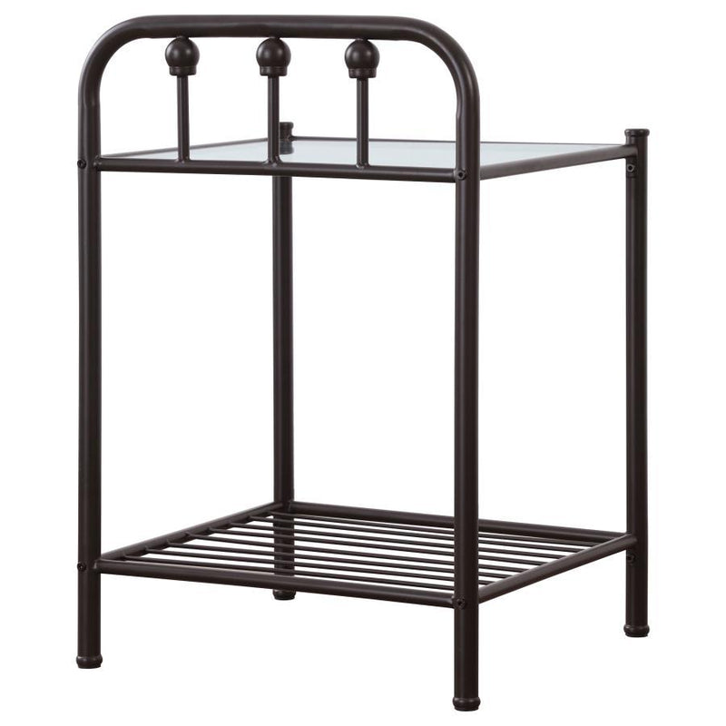 Livingston - 1-Shelf Nightstand With Glass Top - Dark Bronze