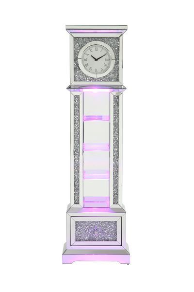 Noralie - Grandfather Clock - Mirrored & Faux Diamonds - Wood