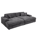 Hilde - 108" Chaise With 2 Pillows - Dark Gray Corduroy