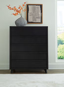 Danziar - Five Drawer Wide Chest - Black