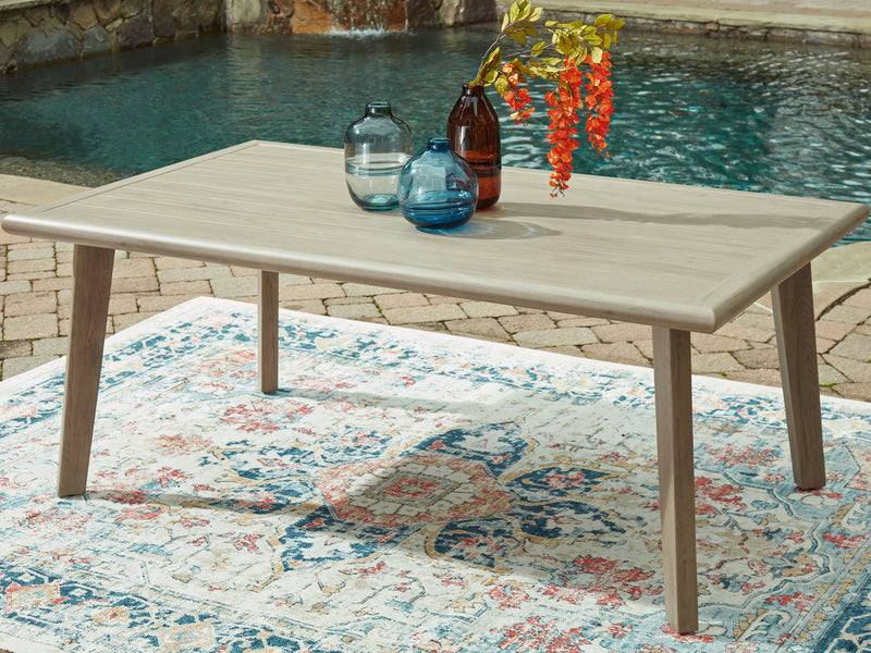 Cliff Trails - Beige - Rectangle Dining Table With Umbrella Option