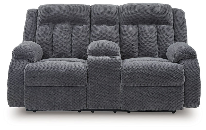 Observation - Steel - Double Reclining Power Loveseat With Console