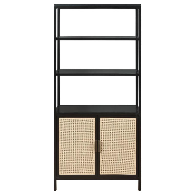 Amherst - 3-Shelf Radio Weave Cane Metal Accent Cabinet
