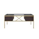 Yumia - Writing Desk - Gold & Walnut