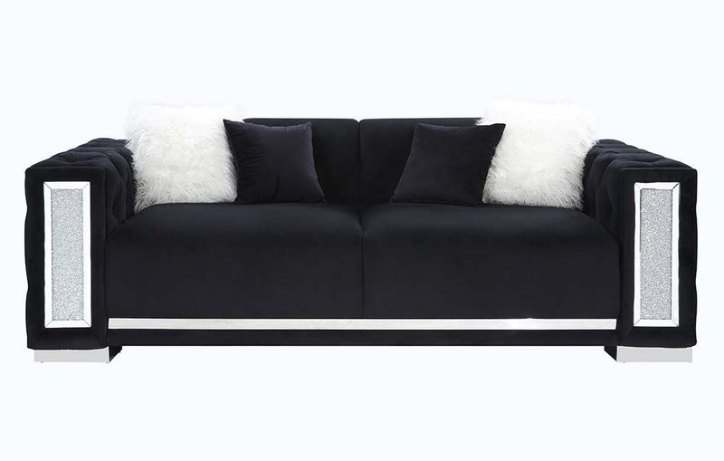 Trislar - Sofa With 4 Pillows (Same 52525) - Black Velvet