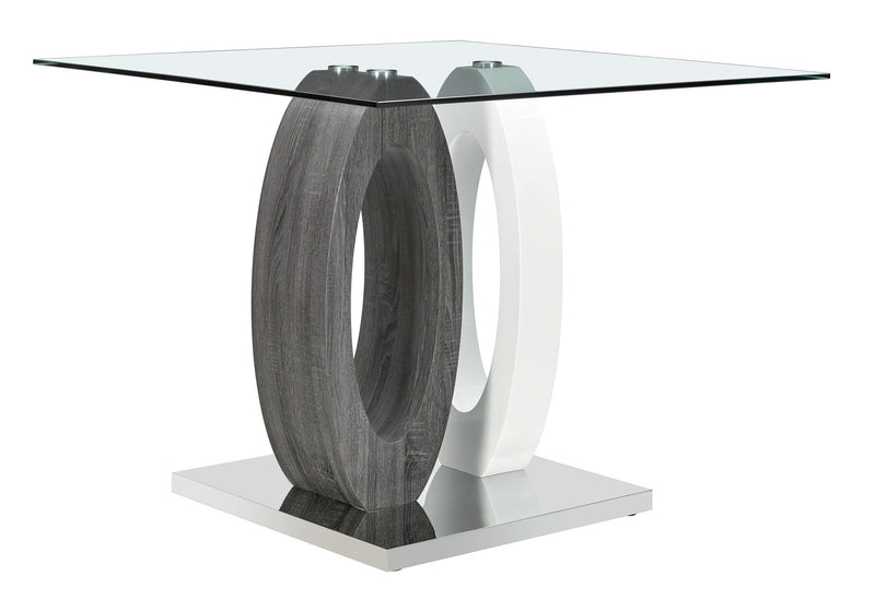 D1628 - Square Bar Table - Clear / Dark Gray / Silver / White