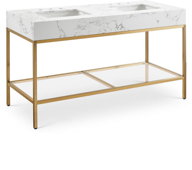Marmo - Engineered Marble Bathroom Vanity With Gold Base