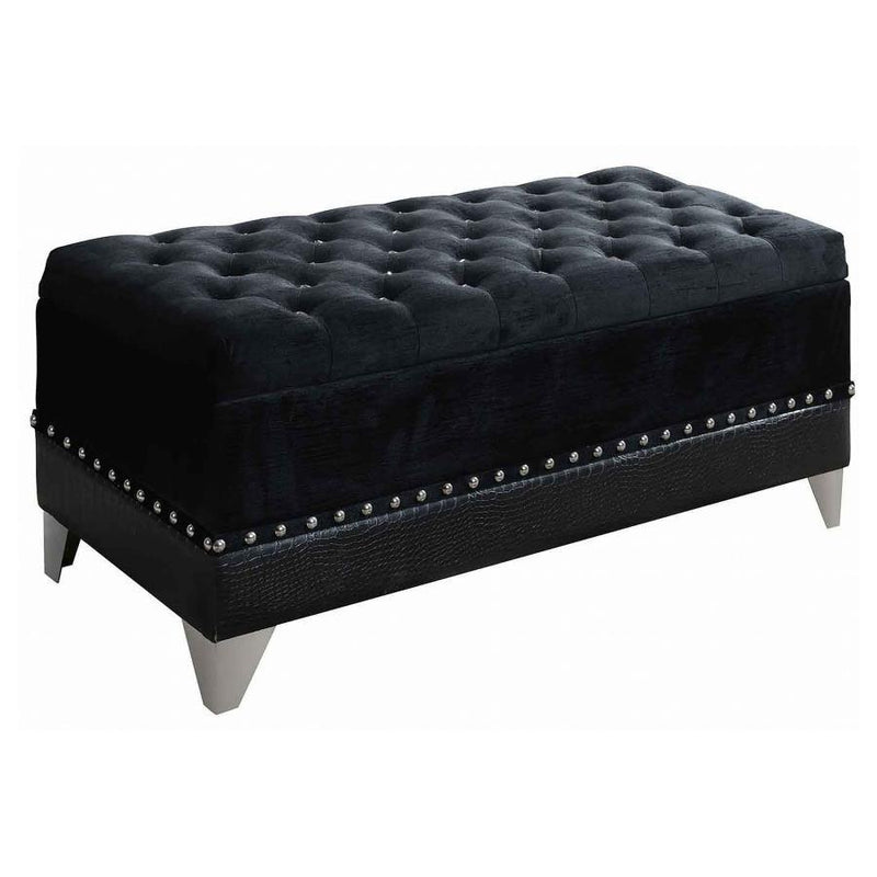 Barzini - Tufted Rectangular Trunk With Nailhead Black