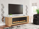 Camdill - 80" TV Stand With Electric Fireplace - Light Brown