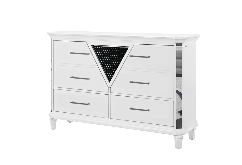 Marco - Dresser With LED 3D Mirror - Metallic White