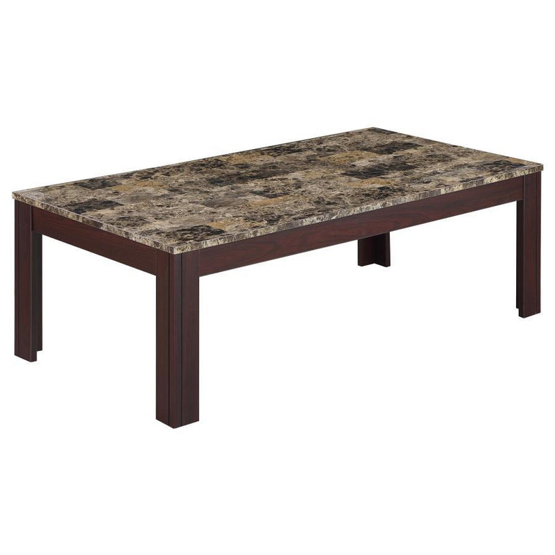 Rhodes - 3 Piece Faux Marble Top Coffee Table Set - Brown