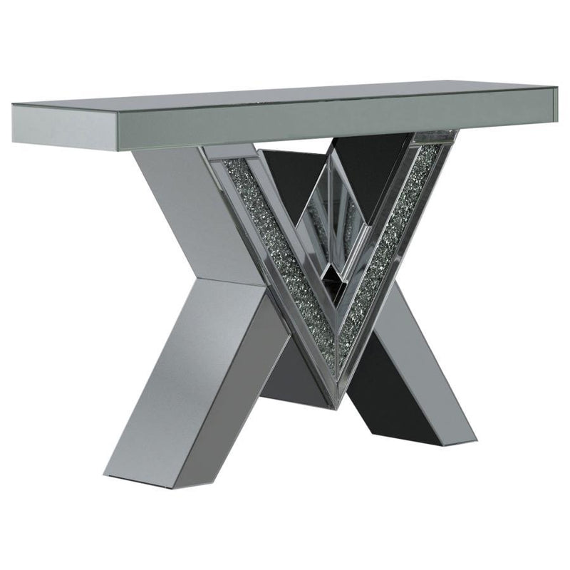 Taffeta - Glass Top Mirrored Acrylic Table