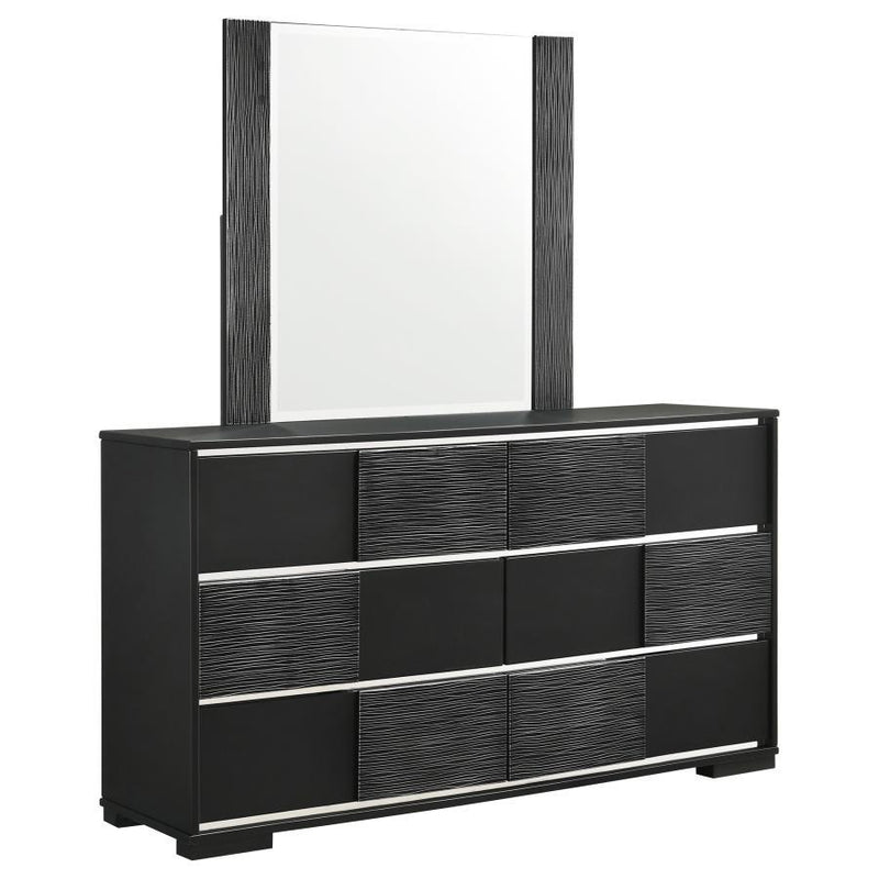 Blacktoft - 6-Drawer Dresser With Mirror - Black