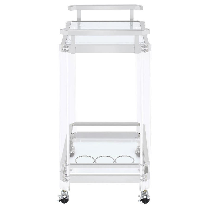 Jefferson - 2-Tier Glass Shelf Acrylic Bar Cart - Chrome