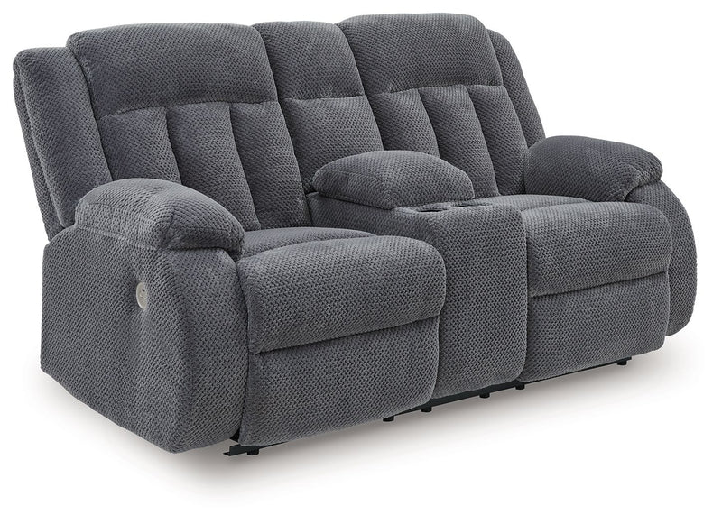 Observation - Steel - Double Reclining Power Loveseat With Console