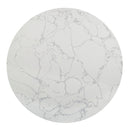 Koen - Round Dining Table, Engineering Marble Top - White & Black