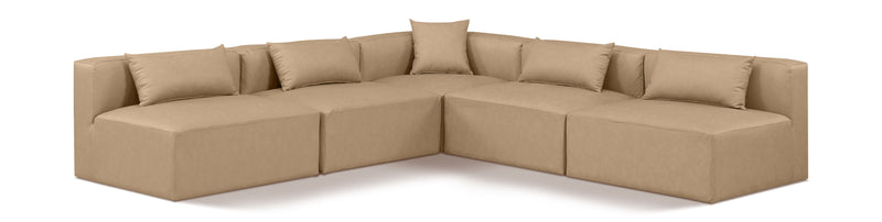Cube - 5 Piece Modular Corner Armless Sectional - Tan