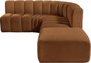 Arc - Velvet 5 Piece Corner Modular Sofa - Saddle