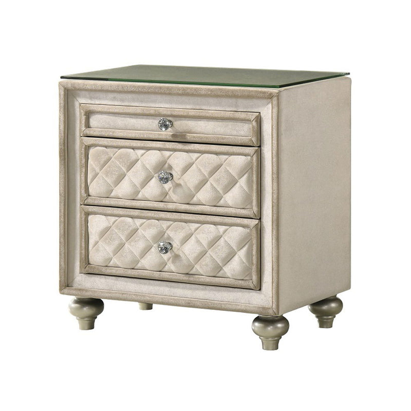 Lucienne - Nightstand - Beige Velvet