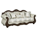 Pierce - Sofa With 5 Pillows - Beige Fabric & Cherry