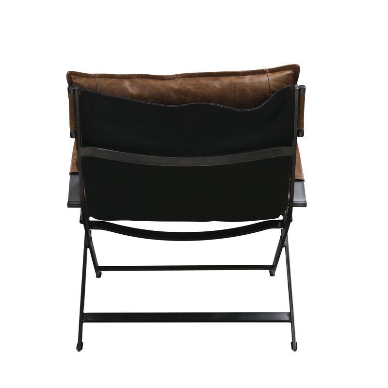 Zulgaz - Accent Chair - Cocoa Top Grain Leather & Matt Iron Finish