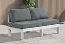 Nizuc - Outdoor Patio 2 Seat Armless Modular Sofa With White Frame