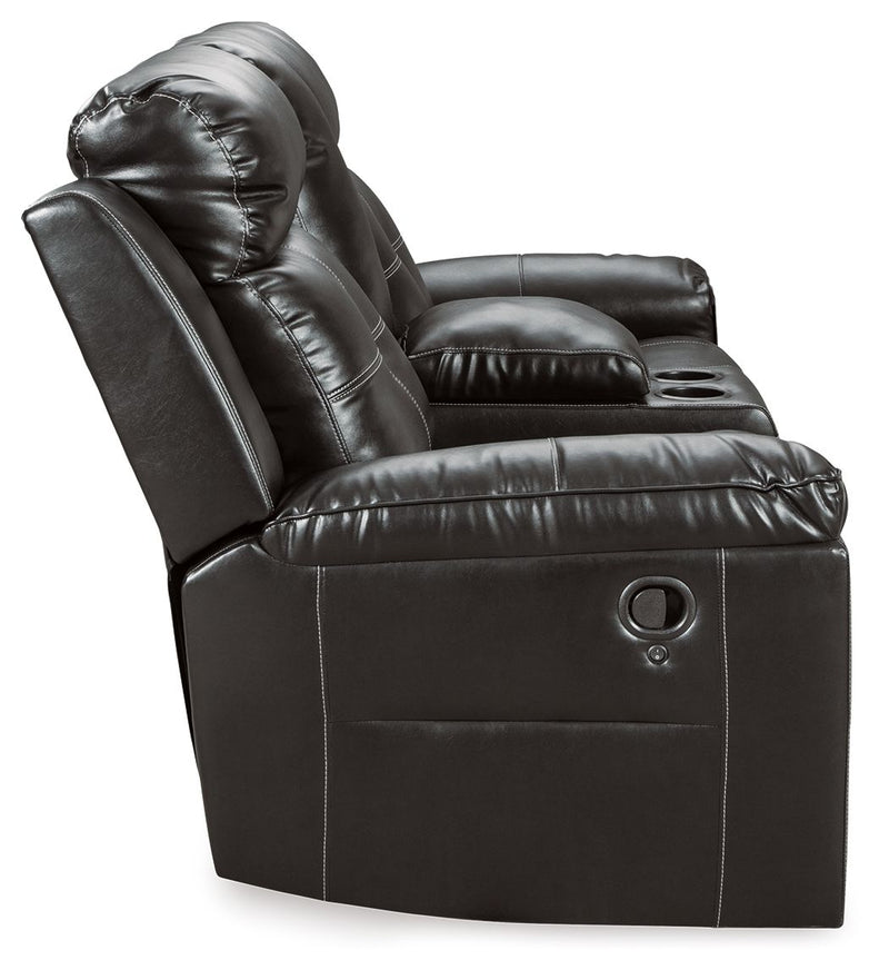 Kempten - Black - Dbl Rec Loveseat W/Console