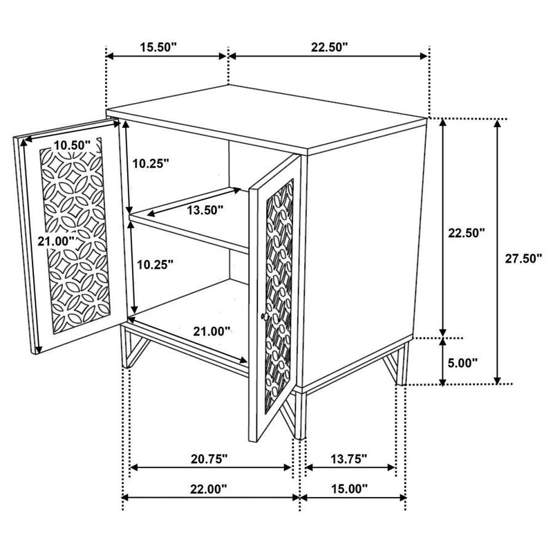 Zaria - 2 Door Wood Trellis Accent Storage Cabinet - Brown