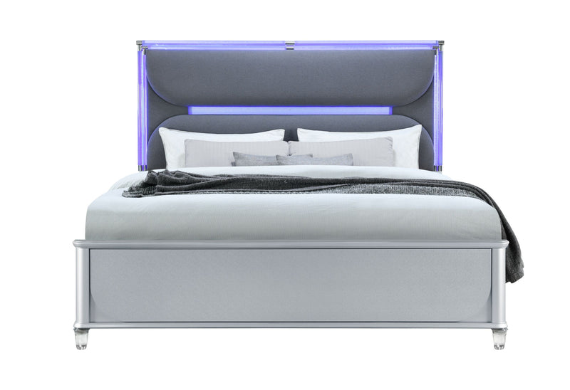 Lando - King Bed - Silver