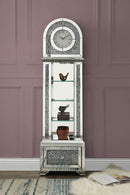 Noralie - 63" Glam Grandfather Clock With LED - Mirrored & Faux Diamonds