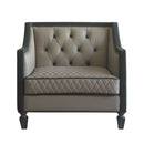 House Beatrice - Chair With Pillow - Tan Synthetic Leather , Black Synthetic Leather & Charcoal