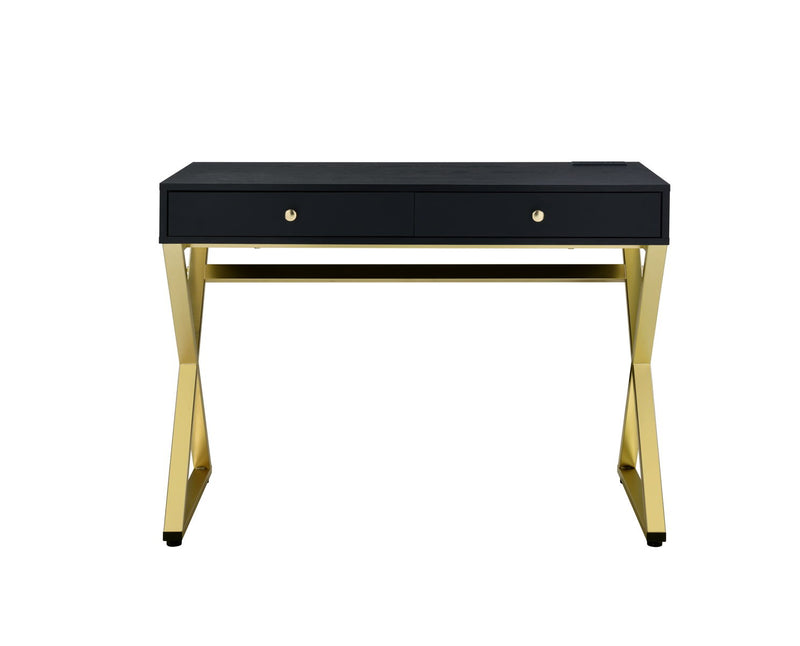 Coleen - Vanity Desk - Black & Brass Finish - 31"