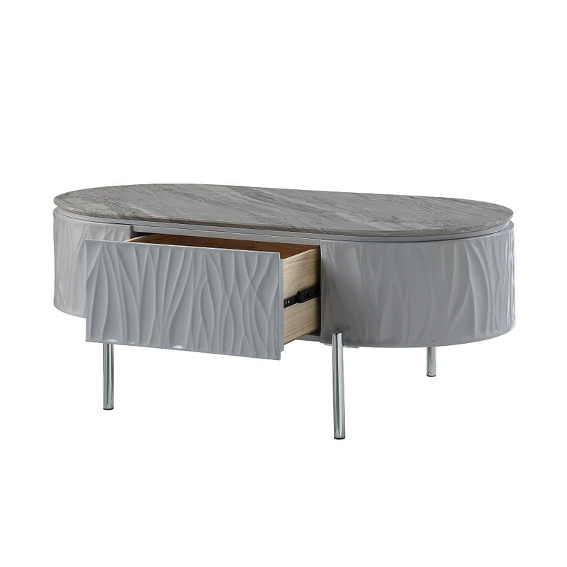 Yukino - Coffee Table - Gray High & Chrome