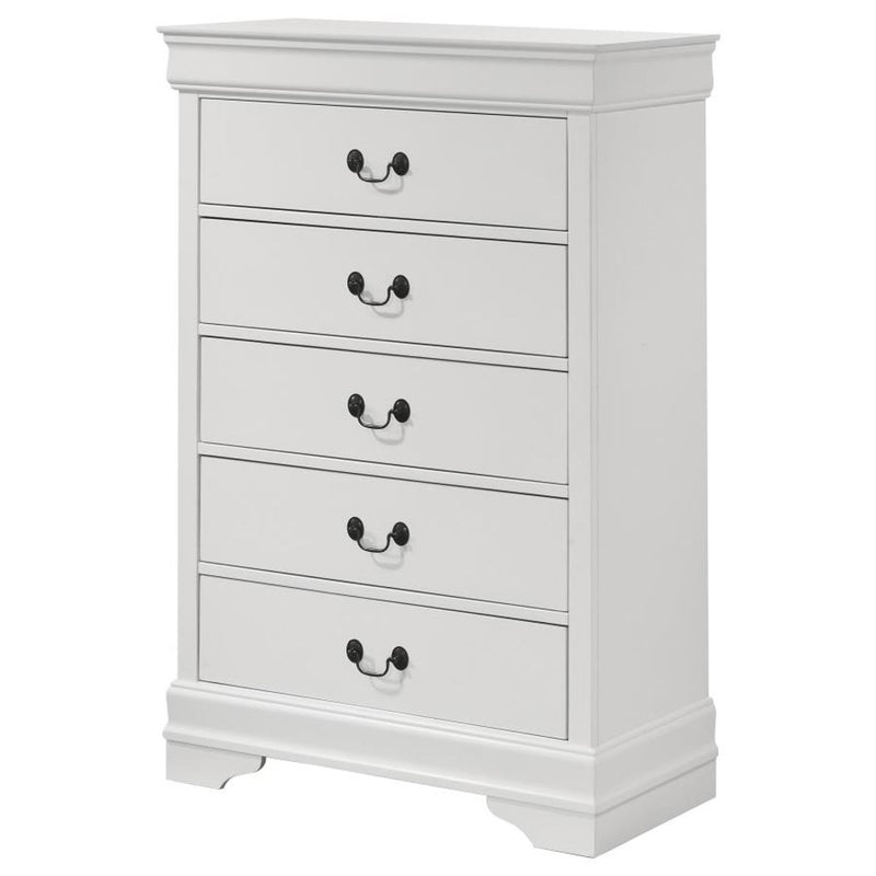 Louis Philippe - 5 Drawers Bedroom Chest - White