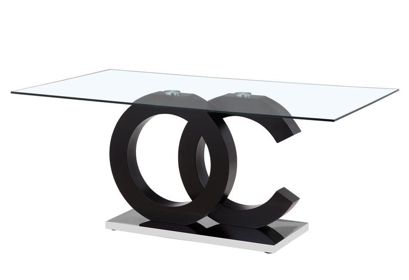 D2207 - Dining Table - Black / Clear / Silver