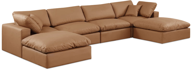 Comfy - 6 Piece Faux Leather Modular Double Chaise Sectional
