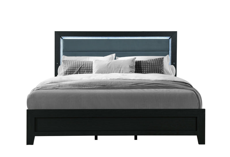 Reid - Queen Bed With LED - Black