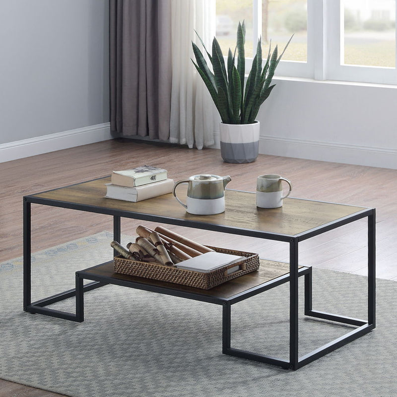 Idella - Coffee Table - Rustic Oak & Black