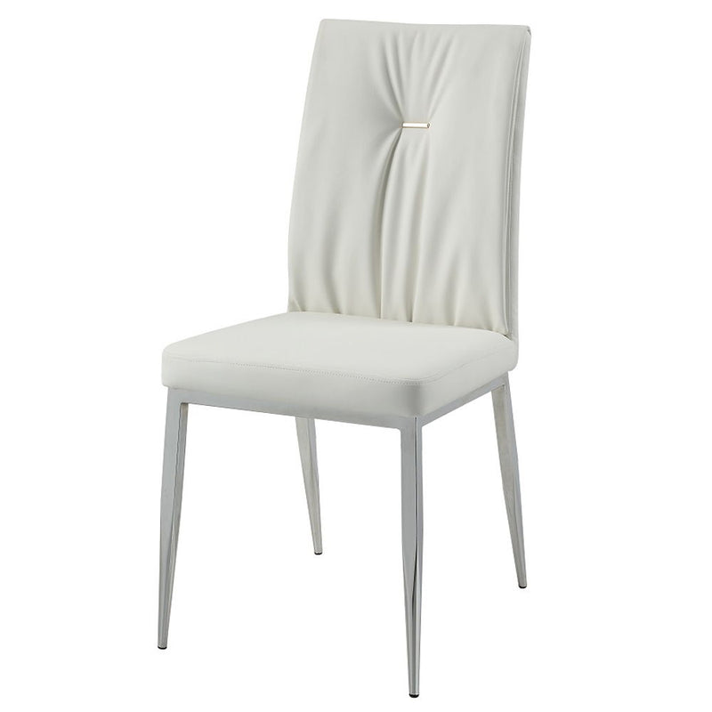 Kamaile - Side Chair (Set of 2) - Beige Synthetic Leather & Chrome