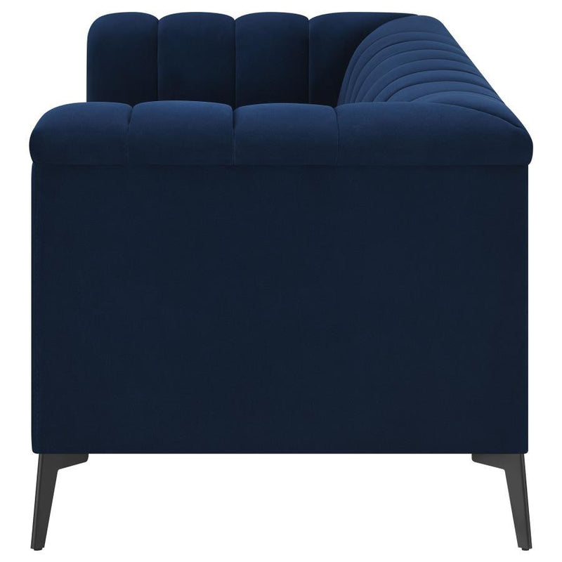 Chalet - Upholstered Tuxedo Arm Tufted Loveseat - Blue