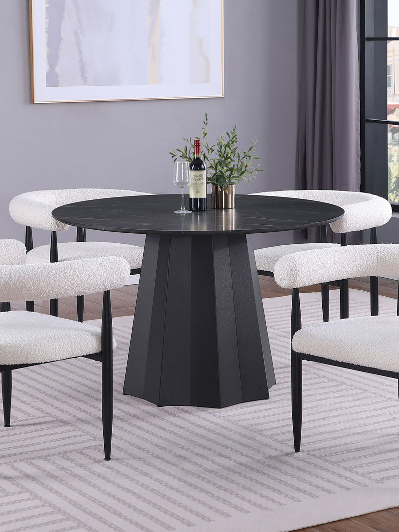 Camden - Round 48" Faux Marble Top Dining Table - Black