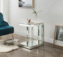 Nysa - 24" Accent Table - Mirrored & Faux Crystals Inlay