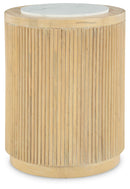 Camdill - Round End Table - Light Brown / White