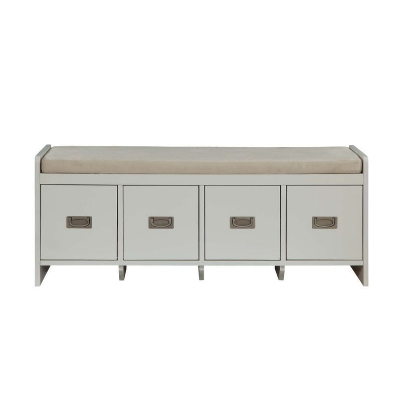 Berci - Bench - Beige Fabric & White