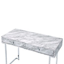 Tigress - Writing Desk - White Printed Faux Marble Top & Chrome