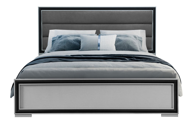 Amelia - Queen Bed With LED - Gray Black