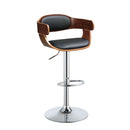 Camila - 42" Adjustable Stool With Swivel - Black Synthetic Leather & Walnut