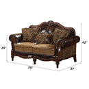 Dreena - Loveseat With 3 Pillows - Two Tone Brown Synthetic Leather & Chenille Cherry