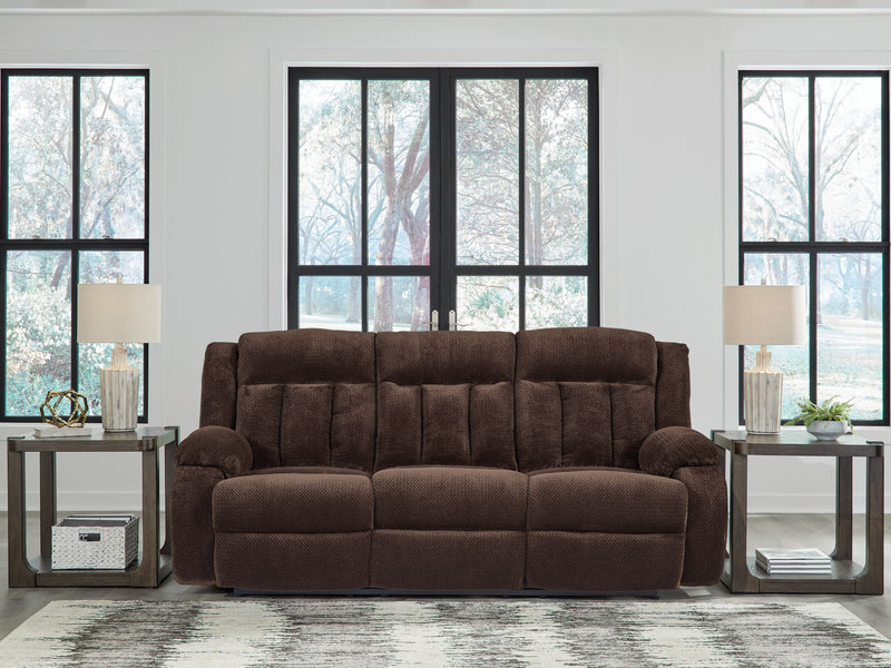 Free Wake - Chocolate - Reclining Power Sofa With Drop Down Table
